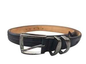 Mezlan Leather Belt Size 44 Black Leather Dress Belt 4522 - Picture 1 of 12