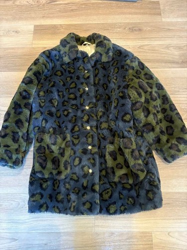 Autentico cappotto pelliccia sintetica Moschino anni 90 stampa leopardata capospalla lusso vintage
