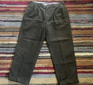Pantalones Brooks Brothers Elliot para hombre 35x30 verde musgo plisado con puños - Imagen 1 de 12
