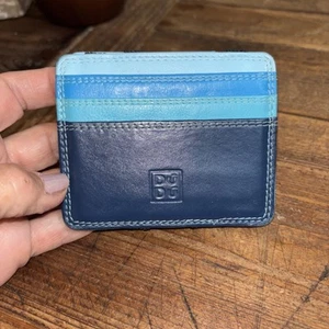 DuDu Ultra Slim Minimalistische Leder Geldbörse - Blau EUC - Bild 1 von 3