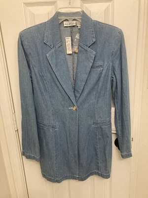 Женская синяя джинсовая блейзерная куртка размер 4 - Изображение 1 из 4