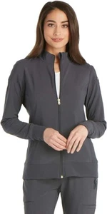 Cherokee Scrub Jackets for Woman with Zip Front & 360° Stretch Small, Pewter - Picture 1 of 4