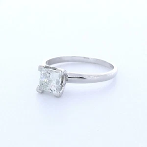 ANILLO SOLITARIO CLÁSICO DE ORO BLANCO DE 14 K PRINCESA E/VVS1 DIAMANTE CREADO EN LABORATORIO 1,2 QUILATES - Imagen 1 de 3