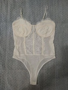 Rue 21 Lace Bodysuit Medium Cream Y2K Cottage Core Feminine - Picture 1 of 8