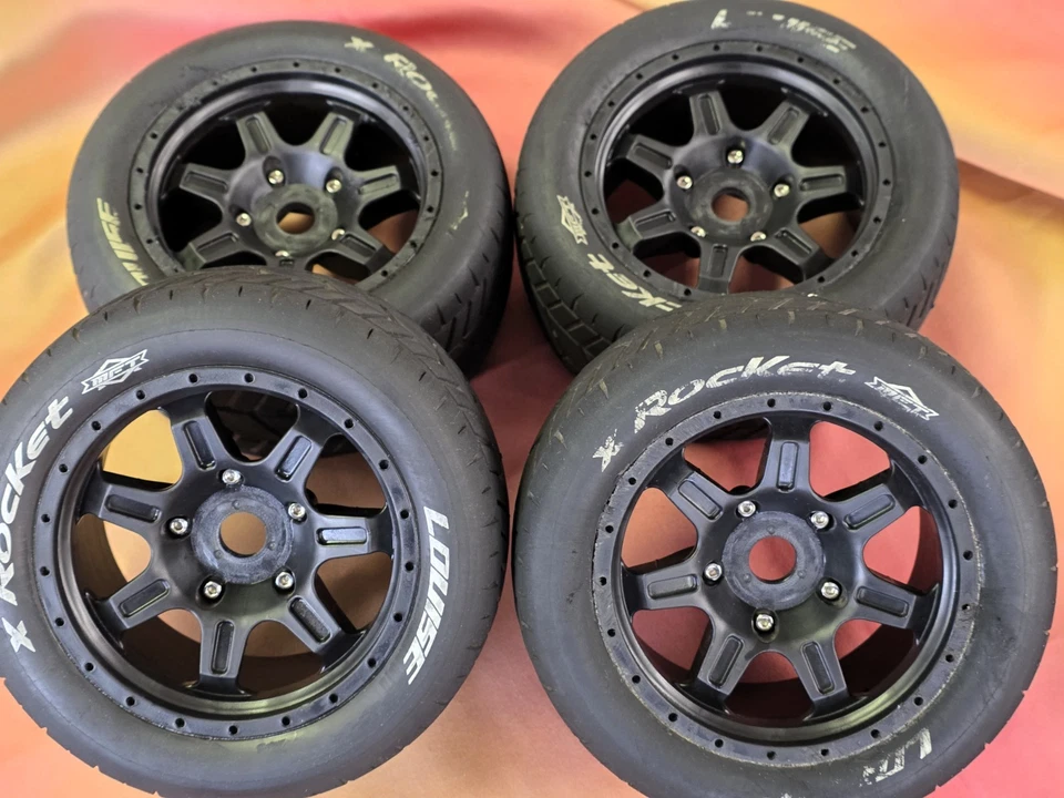 4x Louise MFT X-ROCKET Sport Räder schwarz 24mm ARRMA KRATON/OUTCAST  8S 1:5 - Bild 1 von 4