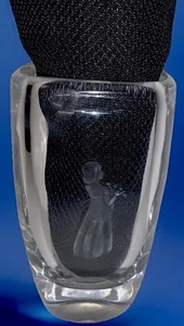 Vintage Orrefors geätzte MCM Kristall Vase Mädchen / signiert "P" 3317-Sven Palmquist - Bild 1 von 8