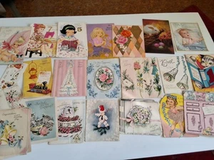 Vintage Greeting Cards Used Birthday Wedding Engagement Assorted Lot Preowned - Picture 1 of 4
