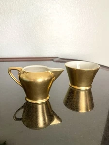 Vintage Pickard China ROSE & DAISY Gold Creamer and Sugar Bowl - Picture 1 of 7