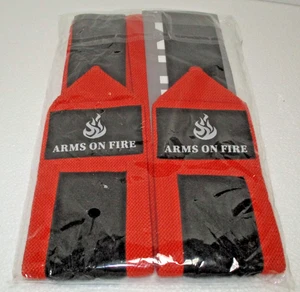 TECEUM "RED" Weightlifting 18" Wrist Wraps with Thumb Loop – "Arms of Fire" - Picture 1 of 2
