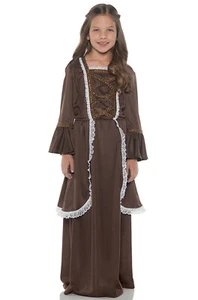 Brand New Colonial Pilgrim Settler Girl Brown Child Costume - Picture 1 of 1