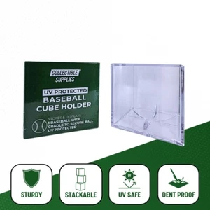 UV Protected Baseball Display Case | Acrylic Baseball Cube Clear Storage Case - Picture 1 of 15