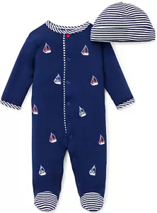 Baby Boy Clothes 2-Piece Baby Sleeper and Cap Set, 100% Cotton Footies Baby Esse - Picture 1 of 6