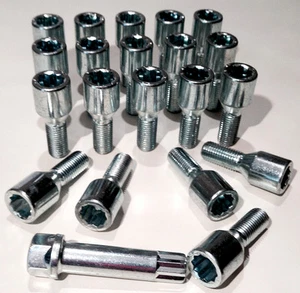 20 x Tuner slim fit wheel bolts nuts with star key, M12 x 1.25 28mm thread - Picture 1 of 2