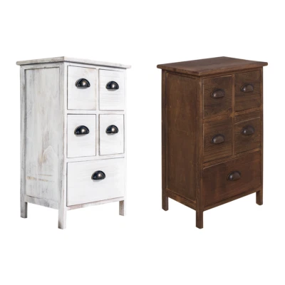 Mobili Rebecca Comodino 2 Colori Shabby Vintage Retrò Cameretta Bagno 5 Cassetti - Immagine 1 di 4