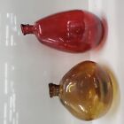 2 Vintage Amber/Red Glass Table Vases Hand Blown-RARE FINDS/UNIQUE CLASSY