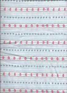 New Strawberry Stripe on Blue and White 100% cotton fabric 12" x 43"- Last Piece - Picture 1 of 2