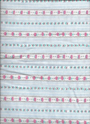 New Strawberry Stripe on Blue and White 100% cotton fabric 12" x 43"- Last Piece - Image 1 of 2