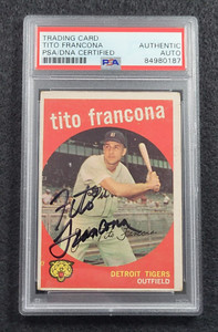 1959 TITO FRANCONA Signed Topps Baseball Card-DETROIT TIGERS-PSA