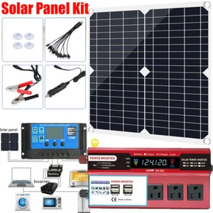 Solar Power Kit with Inverter Generator 100A Battery Charger Home Grid System US - Picture 1 of 46