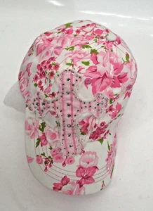 Floral Strass Bling Cap Kreuz Design von M&F Western Klettverschluss PINK ROT - Bild 1 von 7
