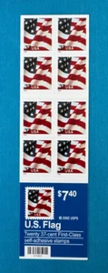 US Stamps, Scott #3636 2004 USA Flag 37c bklt pane of 20 plt #V1111 Superb M/NH - Picture 1 of 3