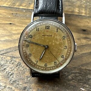 WOW Vintage Movado Men’s wristwatch ww2 military era patina Dial 40's working