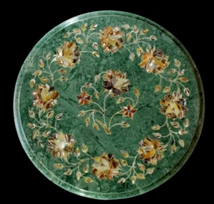 Mesa de centro con incrustaciones de fregona de mármol verde de 24" para decoración del hogar - Imagen 1 de 6