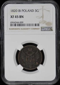 1820 IB POLAND 3 Groszy NGC XF45BN - Picture 1 of 2