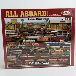 NEW White Mountain ALL ABOARD 1000 XL Piece Jigsaw Puzzle Antique Model Trains