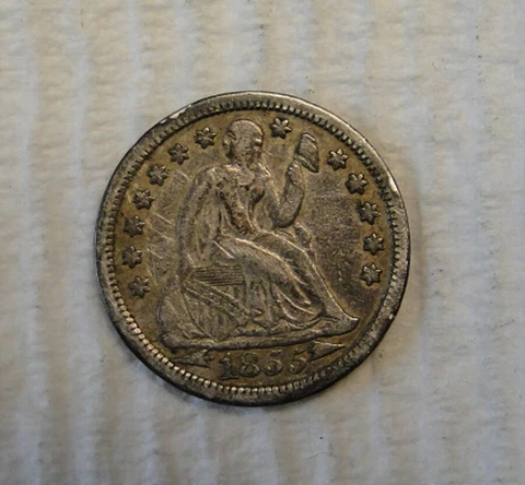 1855 SILVER SEATED LIBERTY DIME Cover
