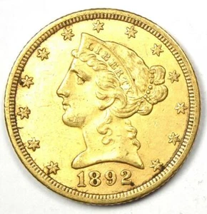 1892-CC Liberty Gold Half Eagle $5 Coin - Choice AU Detail - Rare Carson Coin! - Picture 1 of 4