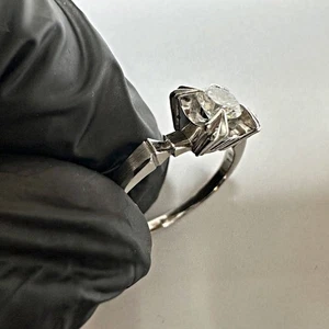 Original 20er J.  Art Deco Solitär Ring Diamant Platin 0,30 ct Zertifikat H SI - Bild 1 von 9