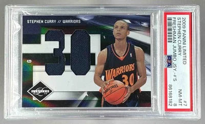 Parche de radiocontrol Stephen Curry 2009 Panini Limited números de camiseta de primer año/99 PSA 8 Foto 1 de 3