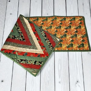 Reversible Quilted Patchwork Table Runner Christmas Holiday Fall Autumn 46" - Picture 1 of 13