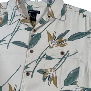 Statements 100% Silk Hawaiian Shirt Bird of Paradise Floral Button Up Medium - Picture 1 of 5