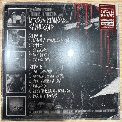 MICKEY DIAMOND X SADHUGOLD Death Threats Red Vinyl 008 of 120 Sealed — 第 1/4 张图片