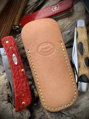 MANN MAKER NEW MEXICO Pocket Knife Slip/Sheath Veg Tan -EDC Victorinox, GEC, Case *Made In New Mexico