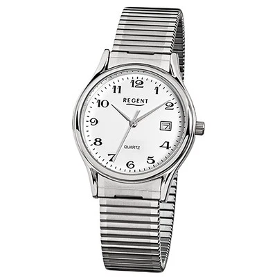 Regent Orologio da Polso da Uomo Argento Analogico F-874 Stahl-Armband URF874 - Immagine 1 di 4