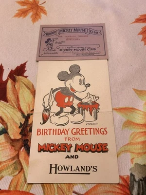 Very Rare, Original Mickey Mouse Club, Fox Theatre, Membership&Birthday Card - Image 1 of 4