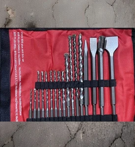 17pcs SDS Plus Rotary Hammer Drill Bits Chisel Groove Set Carbide-Tipped Masonry - Picture 1 of 3