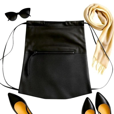 Orciani RARE Black Leather Honeycomb Embossed Backpack Tote NWOT Large 14.5x17 - Image 1 of 4