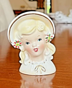 Vintage Christmas Holiday Lady Head Vase INARCO 3,75" mit Weihnachtsstern 1964 - Bild 1 von 5