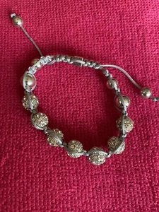 Bracelet Made w/specialty crystals silver cord & silver toned bead 8.5 in NWOT - Picture 1 of 9