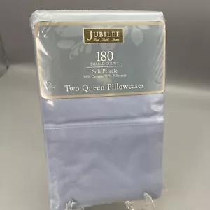 Jubilee 180 Thread Count Soft Percale Queen Pillowcases (2) Blue (NEW) - Picture 1 of 3