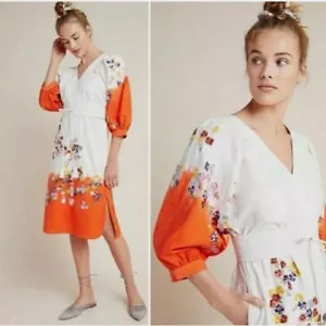 NWT ANTHROPOLOGIE CLEMENCE DIP DYED MINI DRESS sz 6P 3/4 SLEEVES BOHO - Picture 1 of 8