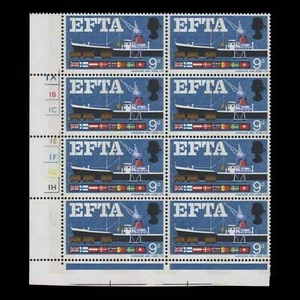 Great Britain 1967 (Variety) 9d EFTA phosphor cylinder block missing green - Picture 1 of 1