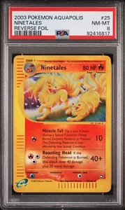 Pokemon WotC Aquapolis Reverse Holo Card #25 Ninetales PSA 8 - Foto 1 di 2