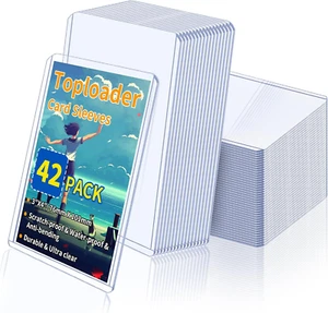 Trading Card Sleeves Hard Plastic Clear Case Holder 42Pc Baseball Card Toploader - Picture 1 of 11
