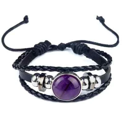 Healing Chakra Gemstone 20MM Cabs  Leather Bracelets for Women Men - Image 1 of 4