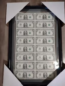 NEW Framed Sheet Of 16 Uncirculated Uncut 1999 $1 Bills!!! - Picture 1 of 6